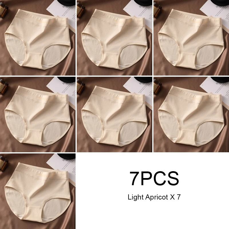 Womens High Waist Cotton Briefs Breathable Comfortable Underwear Seven Piece Set 14