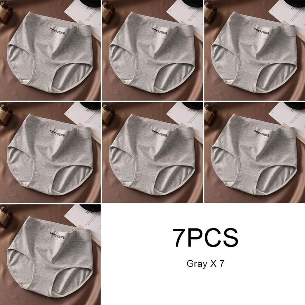 Womens High Waist Cotton Briefs Breathable Comfortable Underwear Seven Piece Set 16