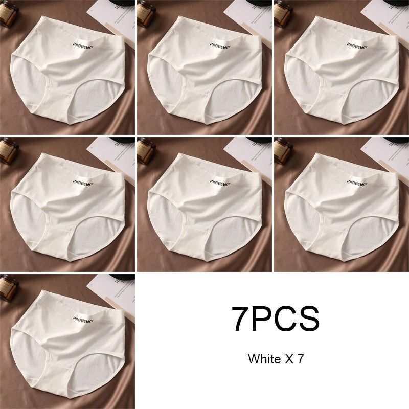 Womens High Waist Cotton Briefs Breathable Comfortable Underwear Seven Piece Set 17