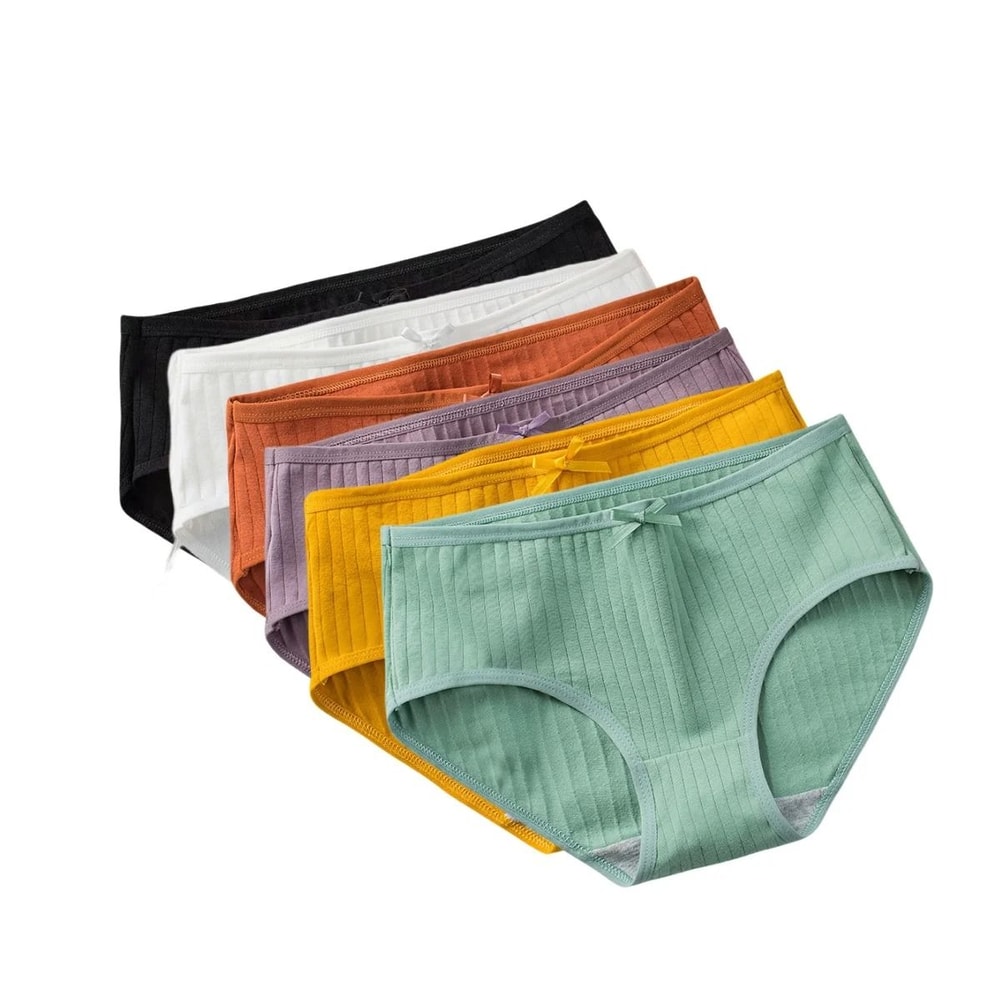 Womens Cotton Breathable Brief Underwear Soft Stretch Everyday Panties Six Piece Set 10