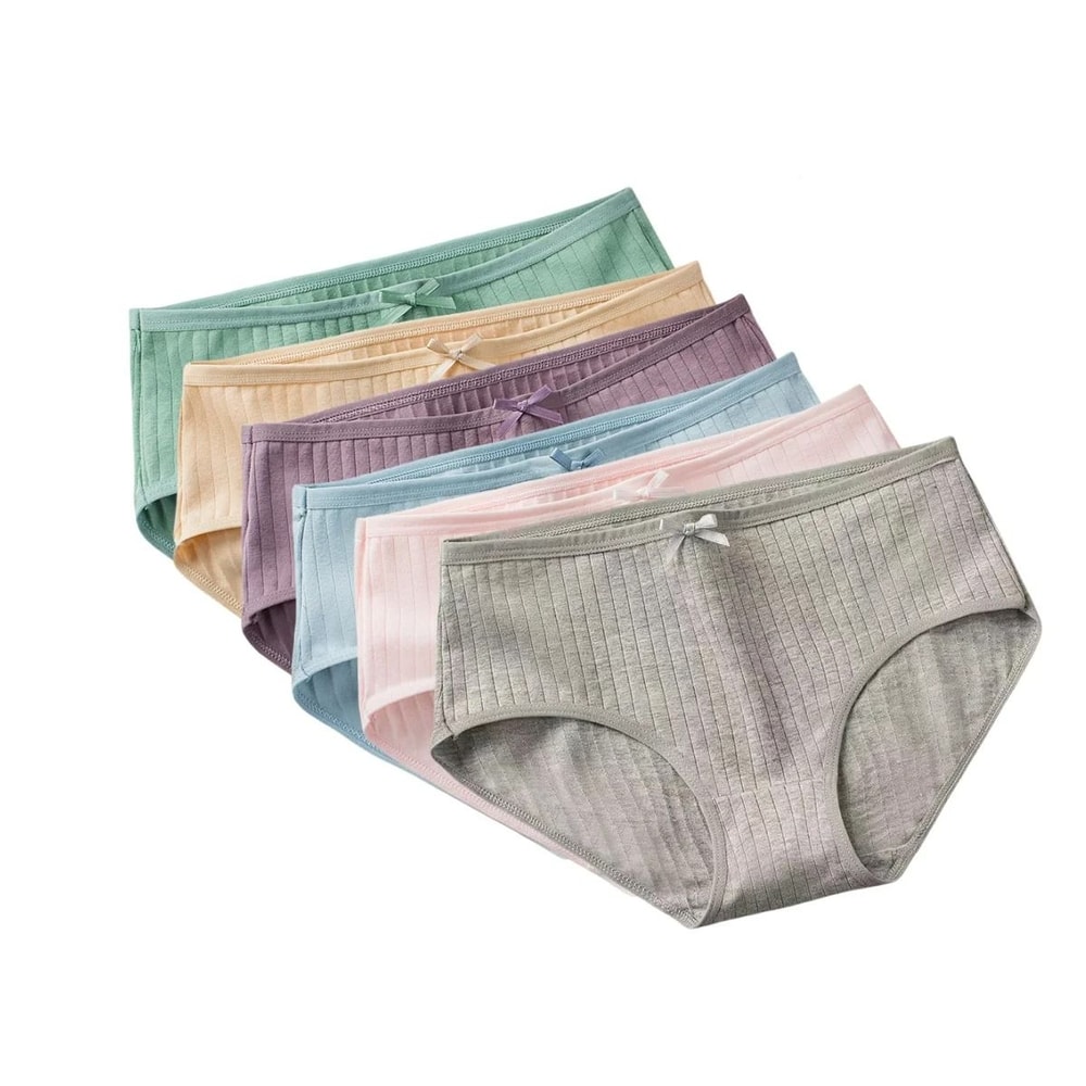 Womens Cotton Breathable Brief Underwear Soft Stretch Everyday Panties Six Piece Set 11