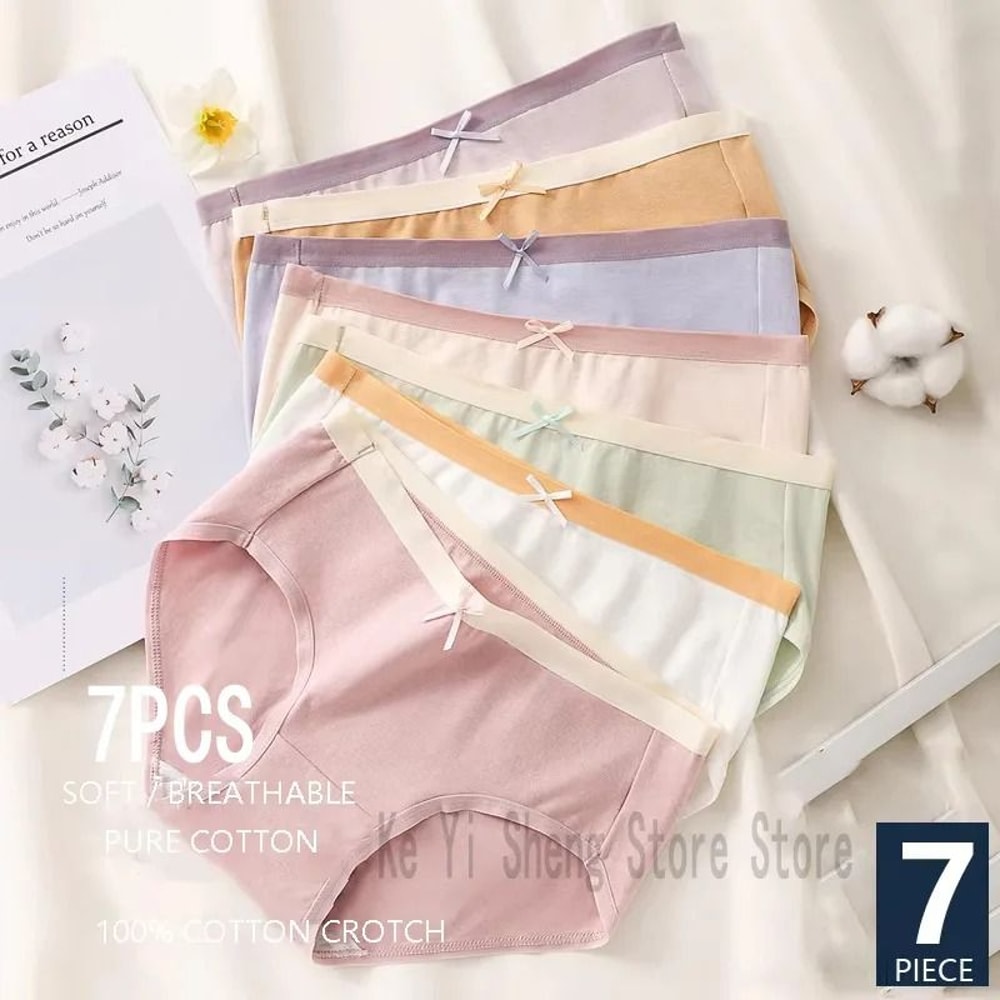 Womens High Waist Cotton Briefs Breathable Everyday Underwear Seven Piece Set 7