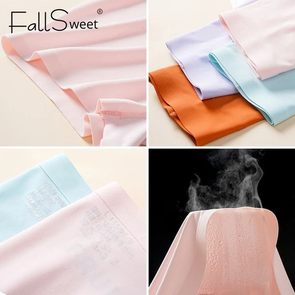FallSweet Womens Seamless Boyshort Panties Breathable Satin Underwear Five Piece Set 2