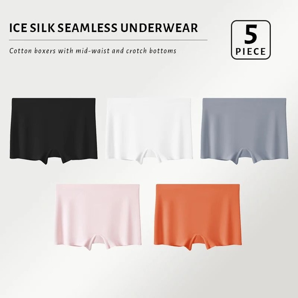 FallSweet Womens Seamless Boyshort Panties Breathable Satin Underwear Five Piece Set 7