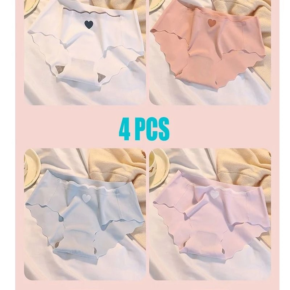 6 Piece Seamless Ice Silk Cotton Underwear Set For Women Breathable Mid Rise Comfort Briefs 3