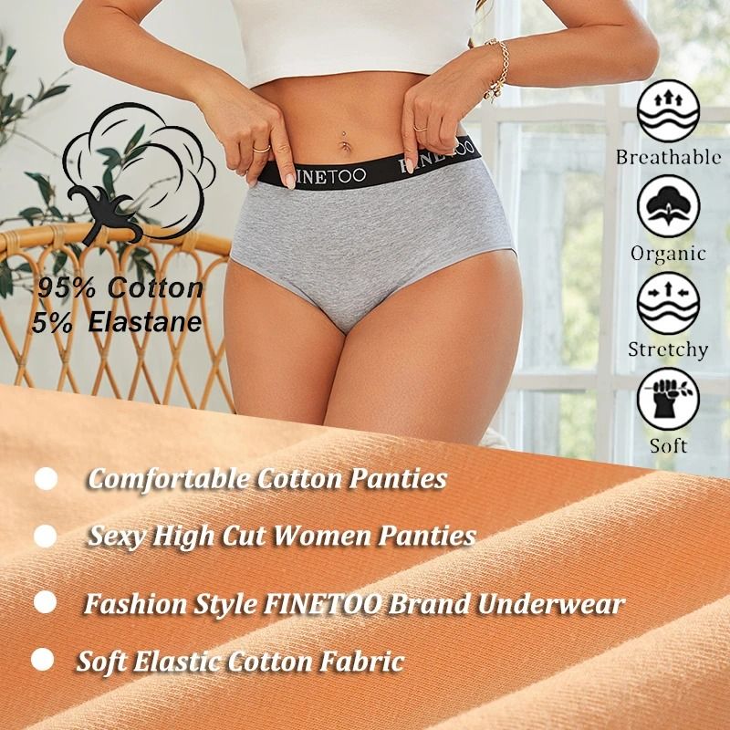 5 Piece Seamless Cotton High Waist Briefs For Women Breathable Stretch Comfort Underwear Set 1