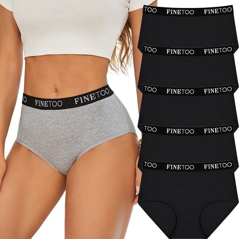 5 Piece Seamless Cotton High Waist Briefs For Women Breathable Stretch Comfort Underwear Set 8