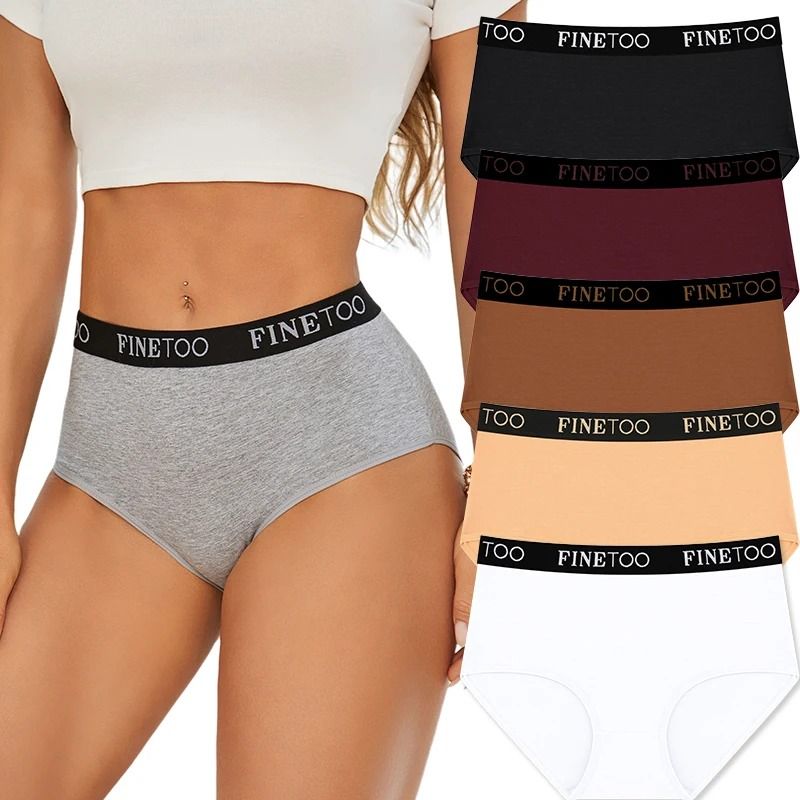 5 Piece Seamless Cotton High Waist Briefs For Women Breathable Stretch Comfort Underwear Set 6