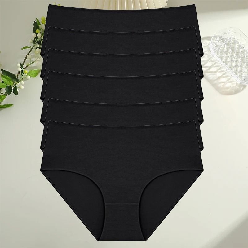 6 Piece Womens Cotton High Waist Seamless Briefs Breathable Everyday Underwear Set 5
