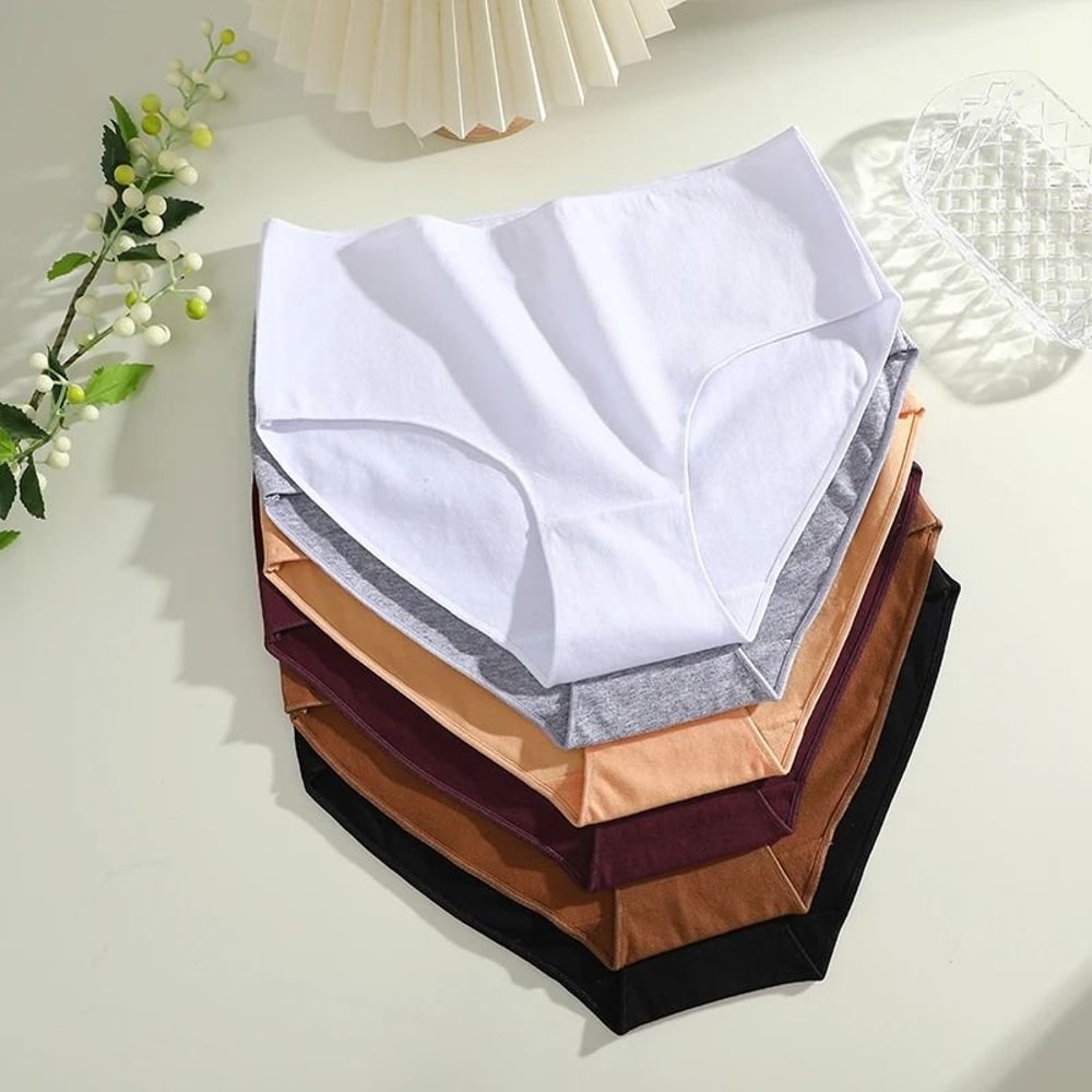 6 Piece Womens Cotton High Waist Seamless Briefs Breathable Everyday Underwear Set 6