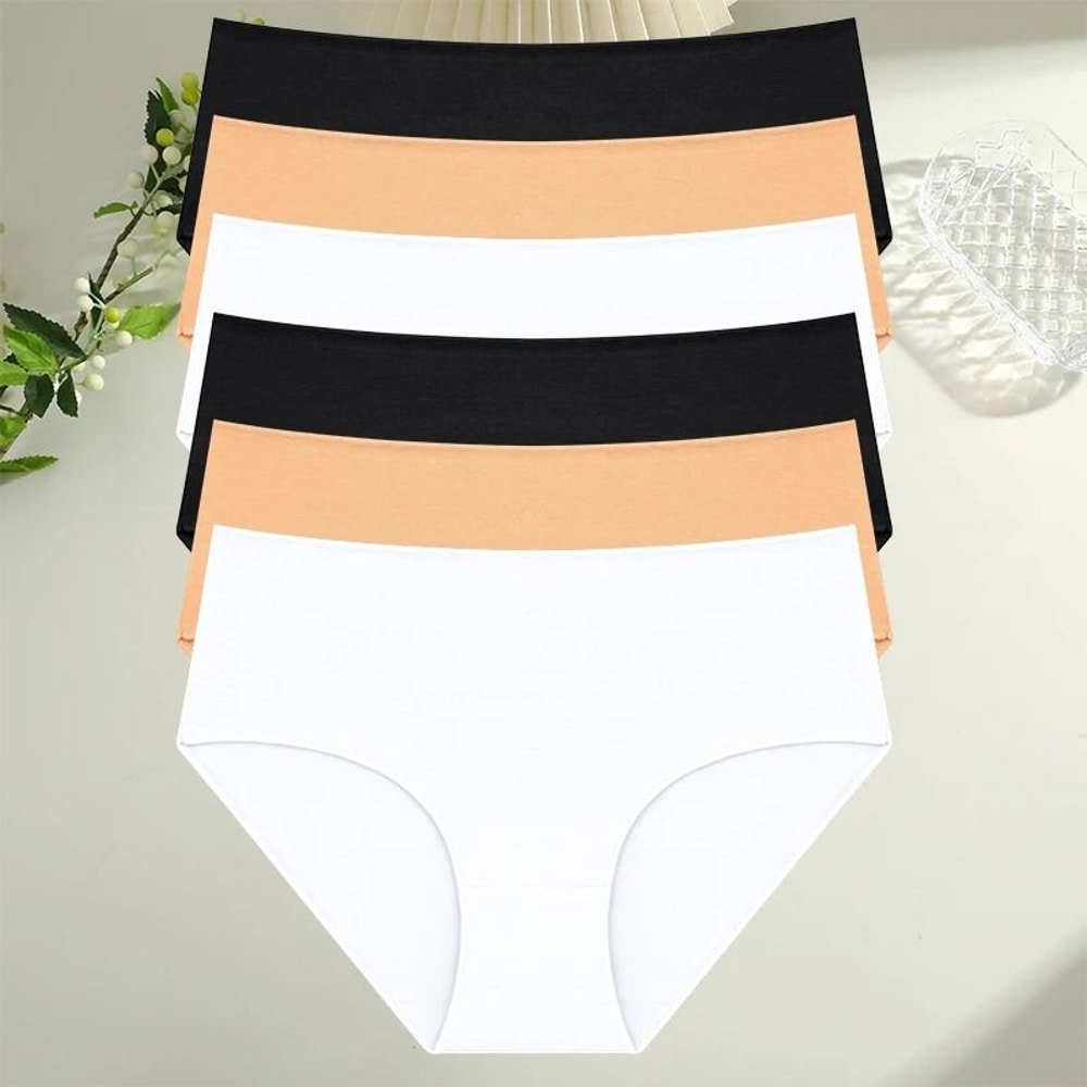 6 Piece Womens Cotton High Waist Seamless Briefs Breathable Everyday Underwear Set 7