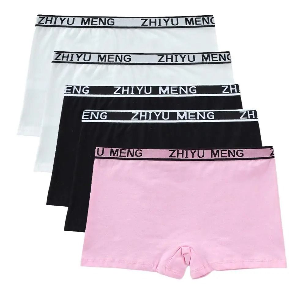 5 Piece Girls Cotton Mid Waist Boxer Briefs Soft Stretch Everyday Underwear Set 13