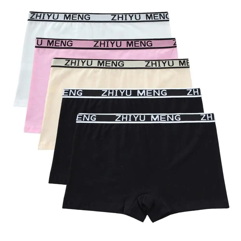 5 Piece Girls Cotton Mid Waist Boxer Briefs Soft Stretch Everyday Underwear Set 4