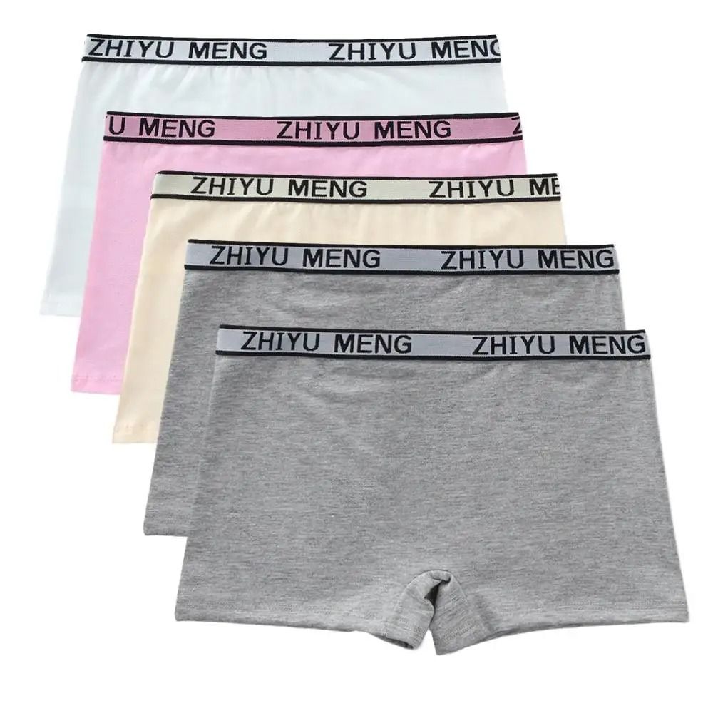 5 Piece Girls Cotton Mid Waist Boxer Briefs Soft Stretch Everyday Underwear Set 5