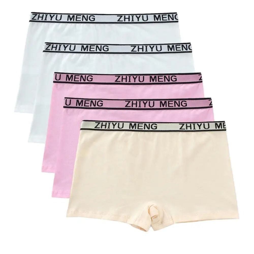5 Piece Girls Cotton Mid Waist Boxer Briefs Soft Stretch Everyday Underwear Set 7