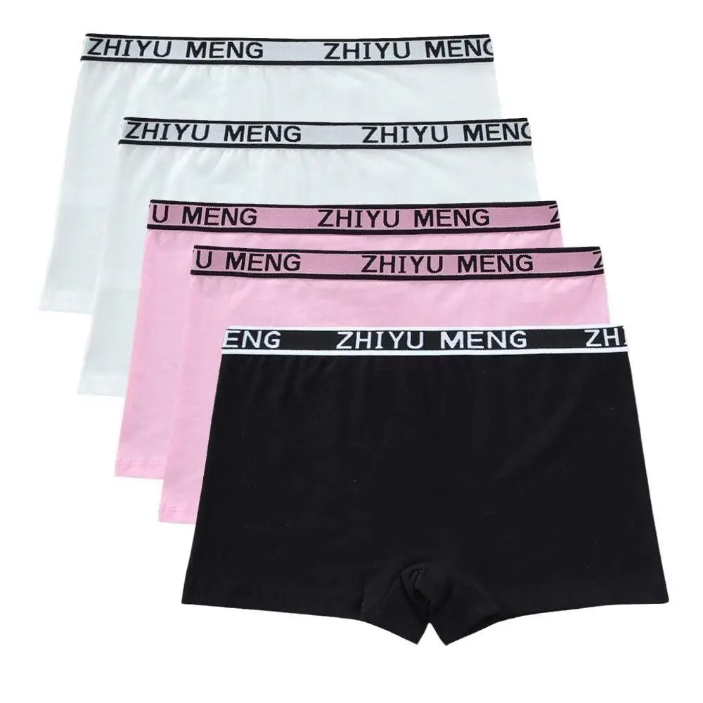 5 Piece Girls Cotton Mid Waist Boxer Briefs Soft Stretch Everyday Underwear Set 8