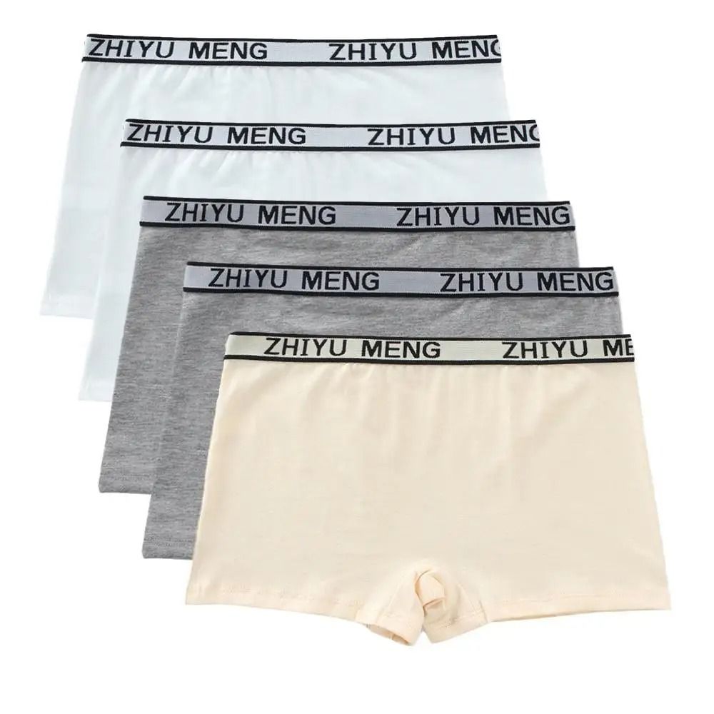 5 Piece Girls Cotton Mid Waist Boxer Briefs Soft Stretch Everyday Underwear Set 17