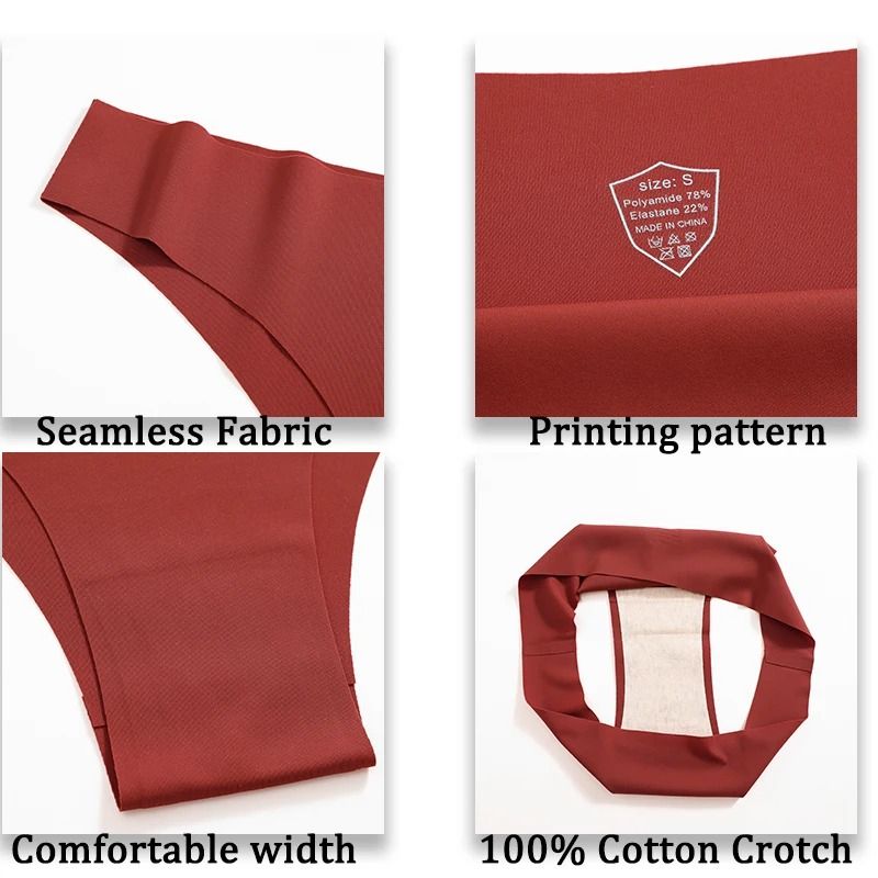 FINETOO 5 Piece Ice Silk Seamless Low Waist Brazilian Panties Breathable Stretch Underwear Set 1