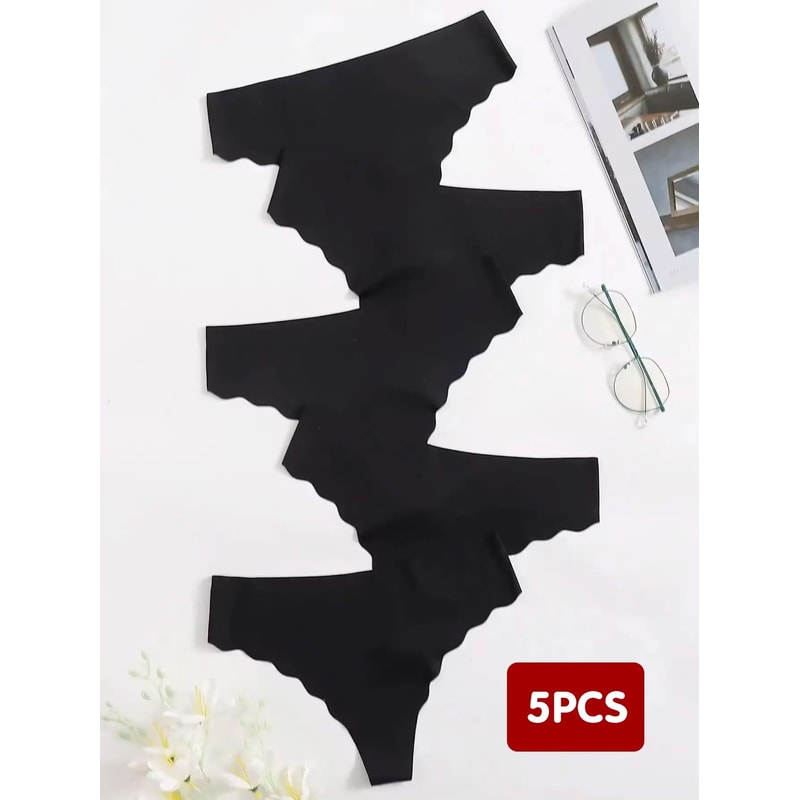 5 Piece Seamless Thong Panties Set Soft Breathable G String Underwear For Women 0