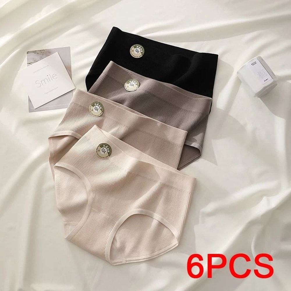 Seamless Sports Style Panties Set For Women Soft Stretch Solid Briefs 0