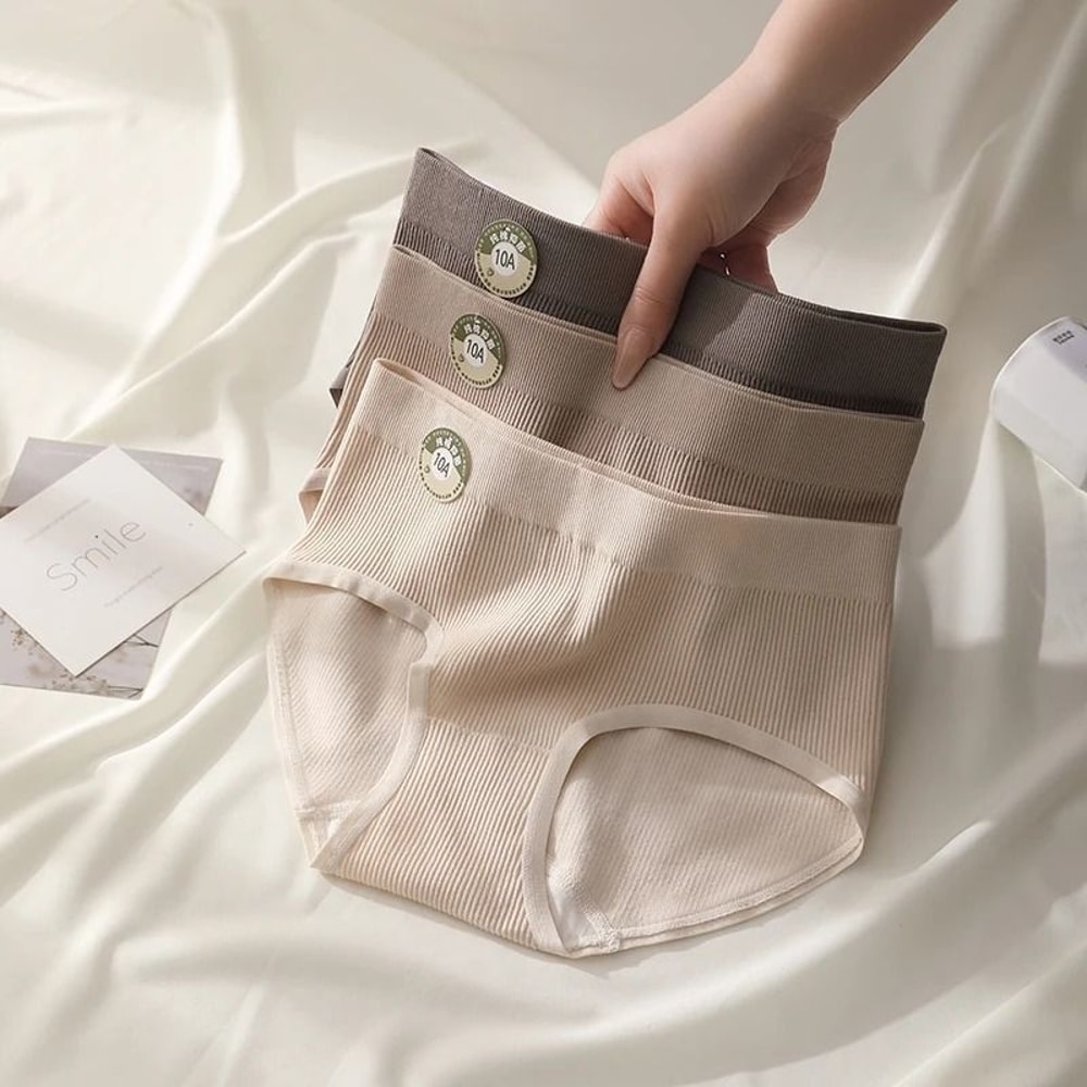 Seamless Sports Style Panties Set For Women Soft Stretch Solid Briefs 2