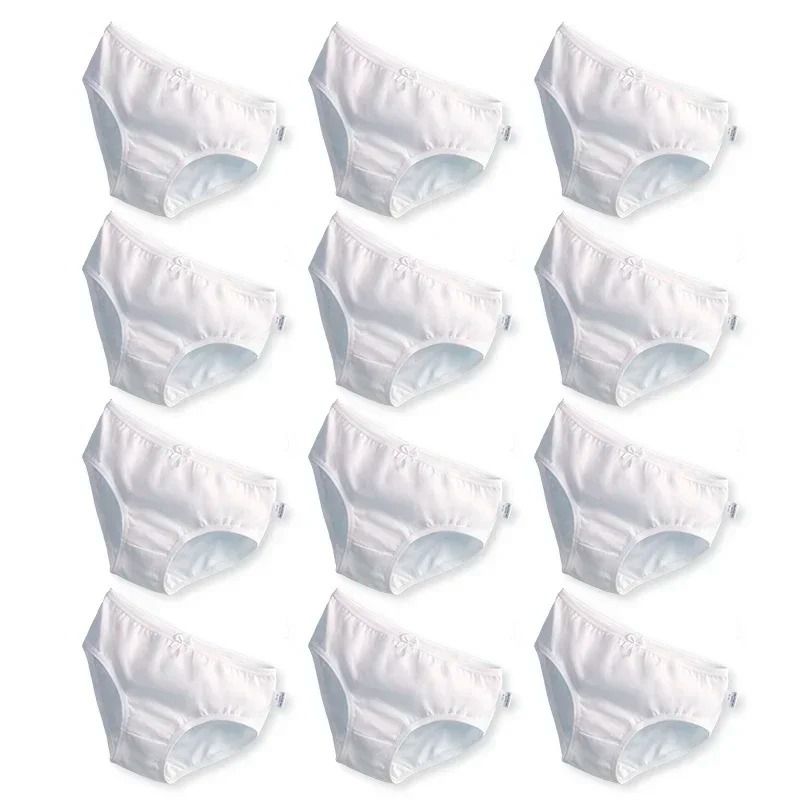 Kids Cotton White Brief Panty Set For Girls Soft Breathable Everyday Underwear 8