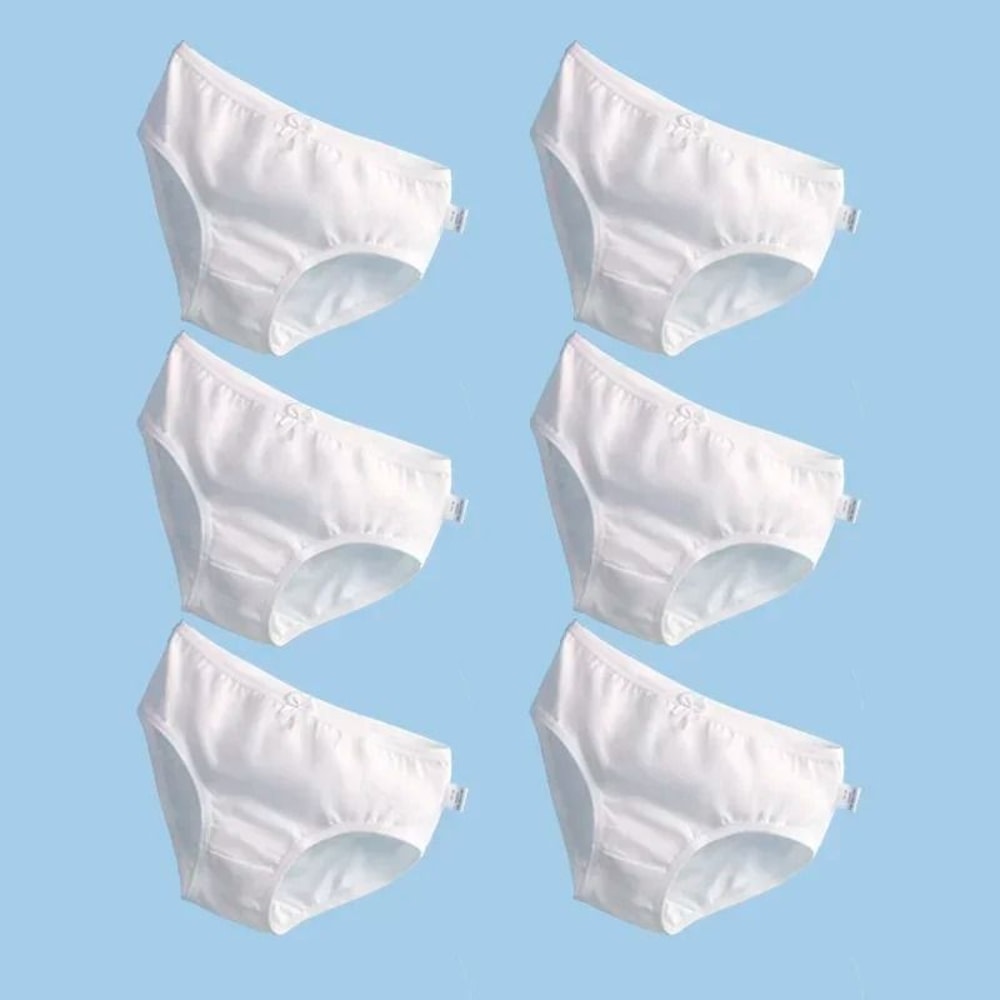 Kids Cotton White Brief Panty Set For Girls Soft Breathable Everyday Underwear 6
