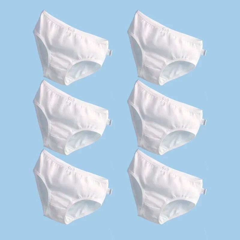 Kids Cotton White Brief Panty Set For Girls Soft Breathable Everyday Underwear 6