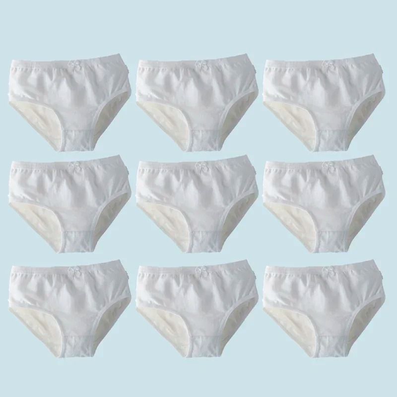 Kids Cotton White Brief Panty Set For Girls Soft Breathable Everyday Underwear 7