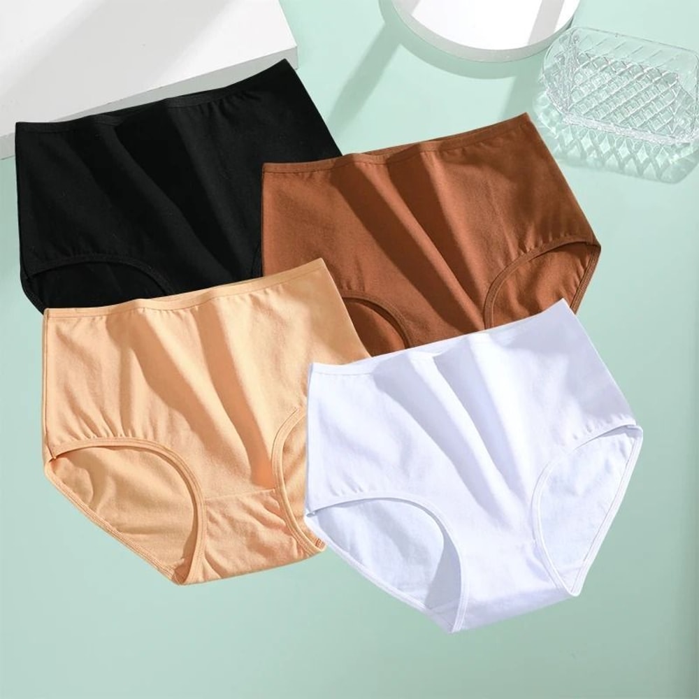 FINETOO High Waist Cotton Seamless Panties For Women Breathable Soft Comfort Underwear 4 Piece Set 8