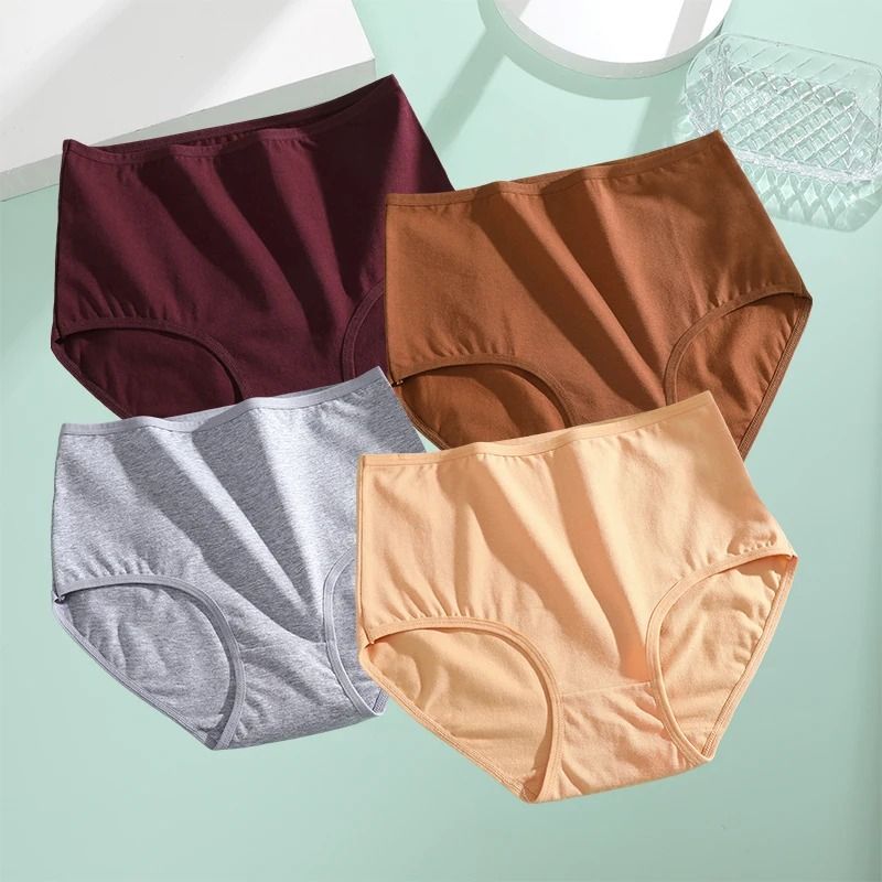 FINETOO High Waist Cotton Seamless Panties For Women Breathable Soft Comfort Underwear 4 Piece Set 12
