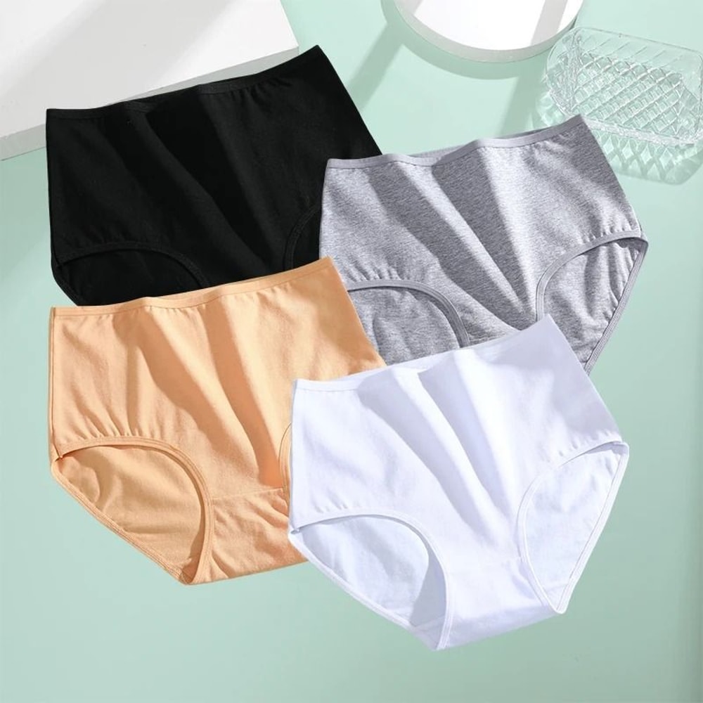 FINETOO High Waist Cotton Seamless Panties For Women Breathable Soft Comfort Underwear 4 Piece Set 6