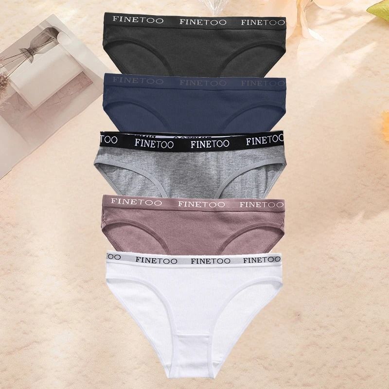 FINETOO Cotton Brief Panties For Women Breathable Letter Print Underwear Comfortable Everyday 5 Pie 8