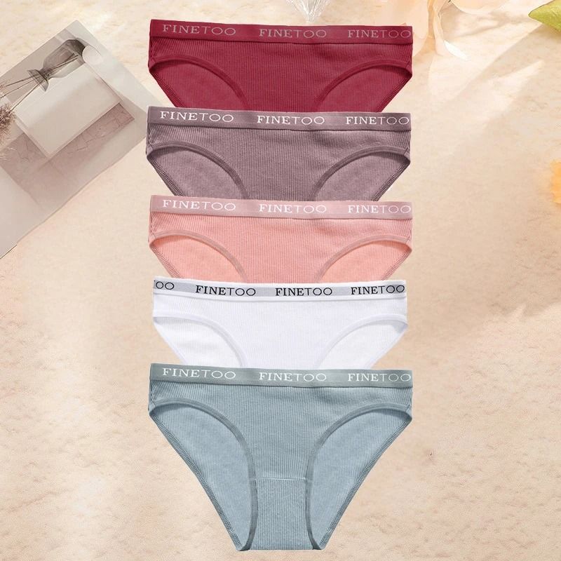FINETOO Cotton Brief Panties For Women Breathable Letter Print Underwear Comfortable Everyday 5 Pie 11