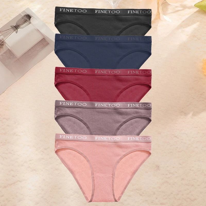 FINETOO Cotton Brief Panties For Women Breathable Letter Print Underwear Comfortable Everyday 5 Pie 6