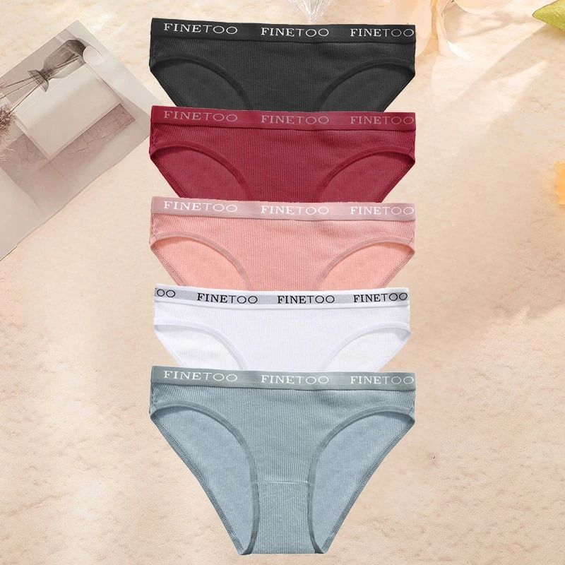FINETOO Cotton Brief Panties For Women Breathable Letter Print Underwear Comfortable Everyday 5 Pie 7