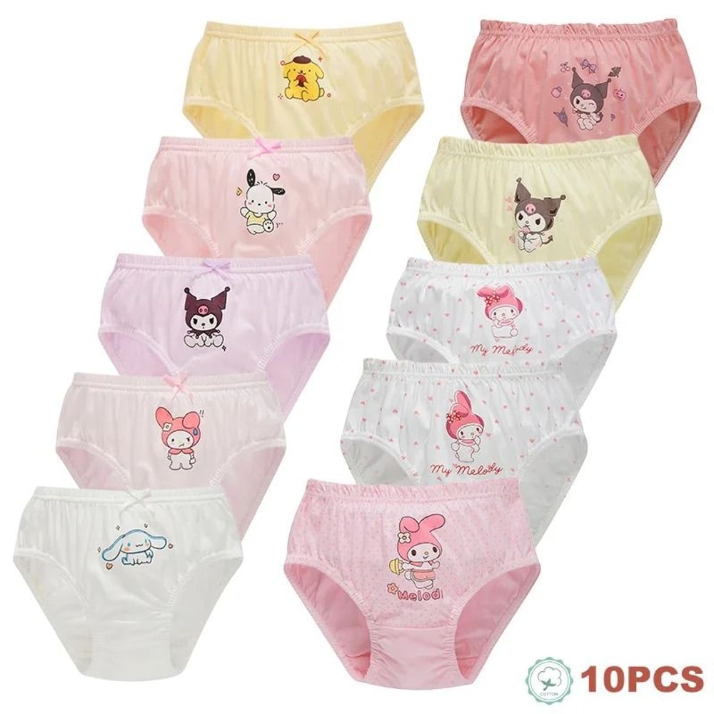 Cute Cartoon Cotton Girls Panties Soft Breathable Triangle Underwear For Kids 5 Or 10 Piece Set 8