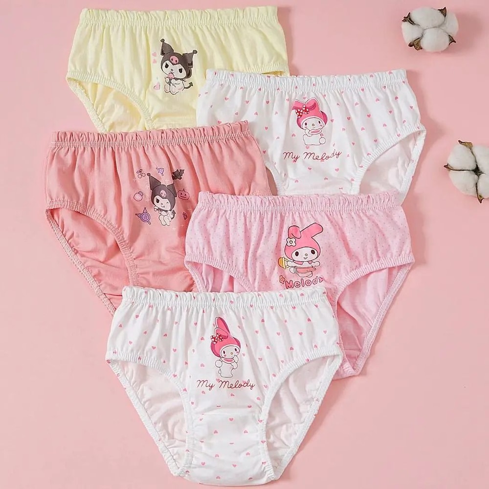 Cute Cartoon Cotton Girls Panties Soft Breathable Triangle Underwear For Kids 5 Or 10 Piece Set 1