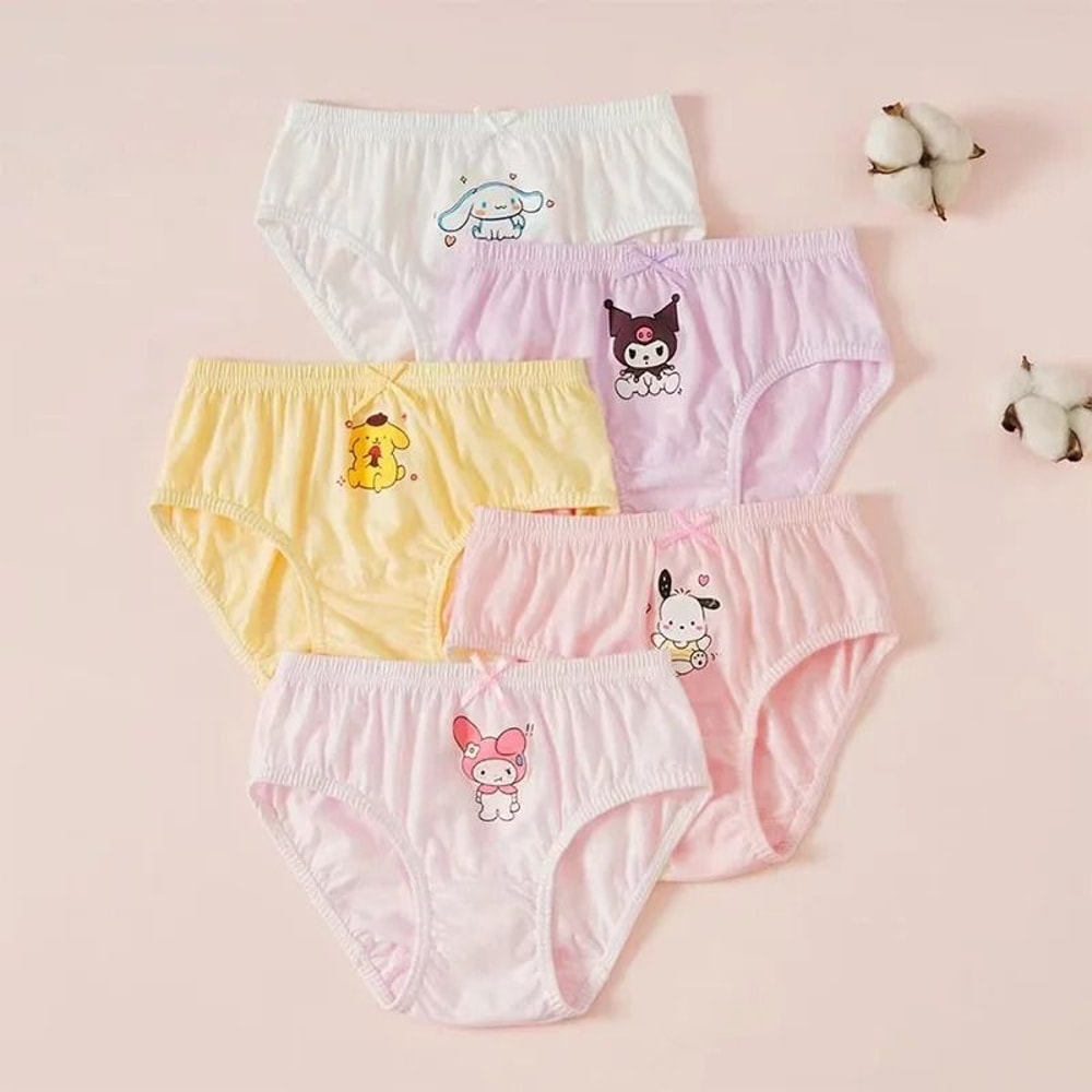 Cute Cartoon Cotton Girls Panties Soft Breathable Triangle Underwear For Kids 5 Or 10 Piece Set 3