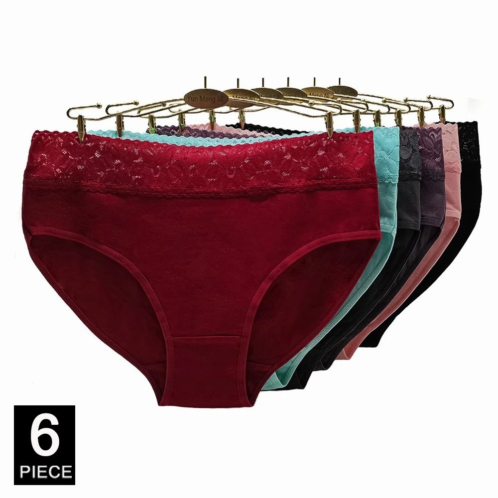 Plus Size Cotton High Waist Briefs Breathable Soft Underwear For Women 6 Piece Set 10