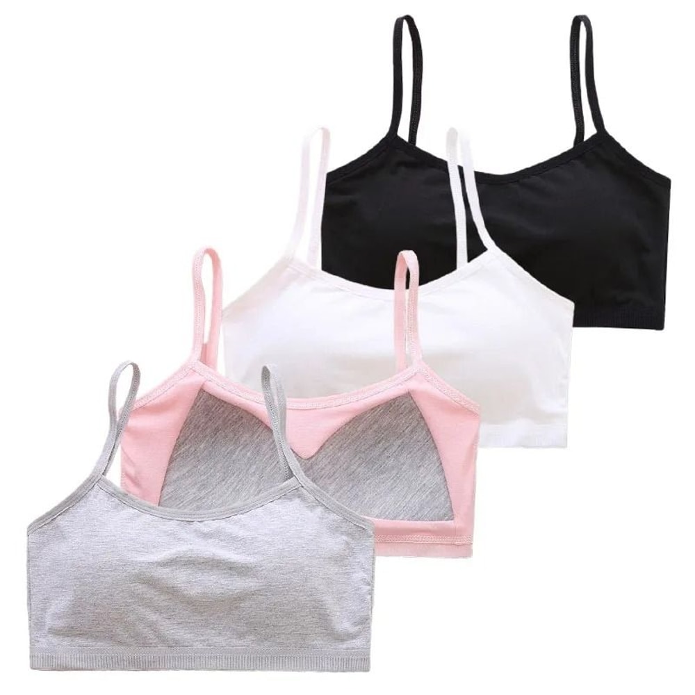 Cotton Girls Training Bra And Briefs Set Soft Wireless Underwear For Teen Girls 11