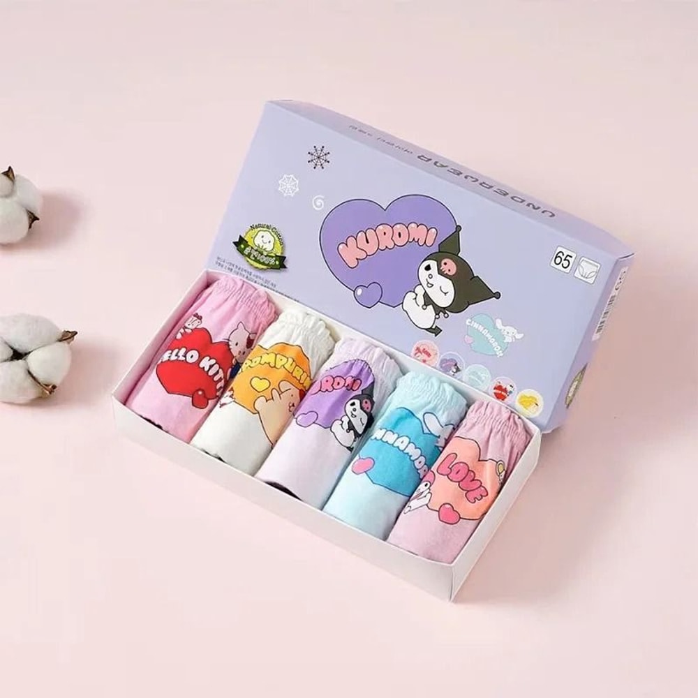 Girls Cotton Cartoon Character Underwear Set Soft Triangle Briefs For Kids 1