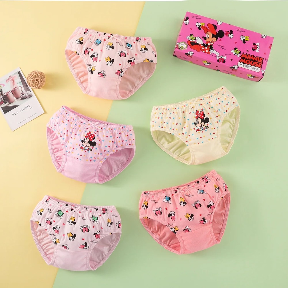 Girls Cotton Minnie Cartoon Triangle Underwear Set Soft Briefs For Kids 0