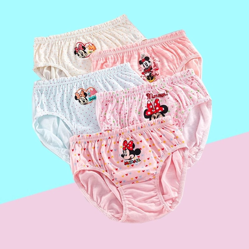 Girls Cotton Minnie Cartoon Triangle Underwear Set Soft Briefs For Kids 1