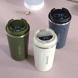 stainless steel thermos coffee mug temperature display vacuum insulated tumbler