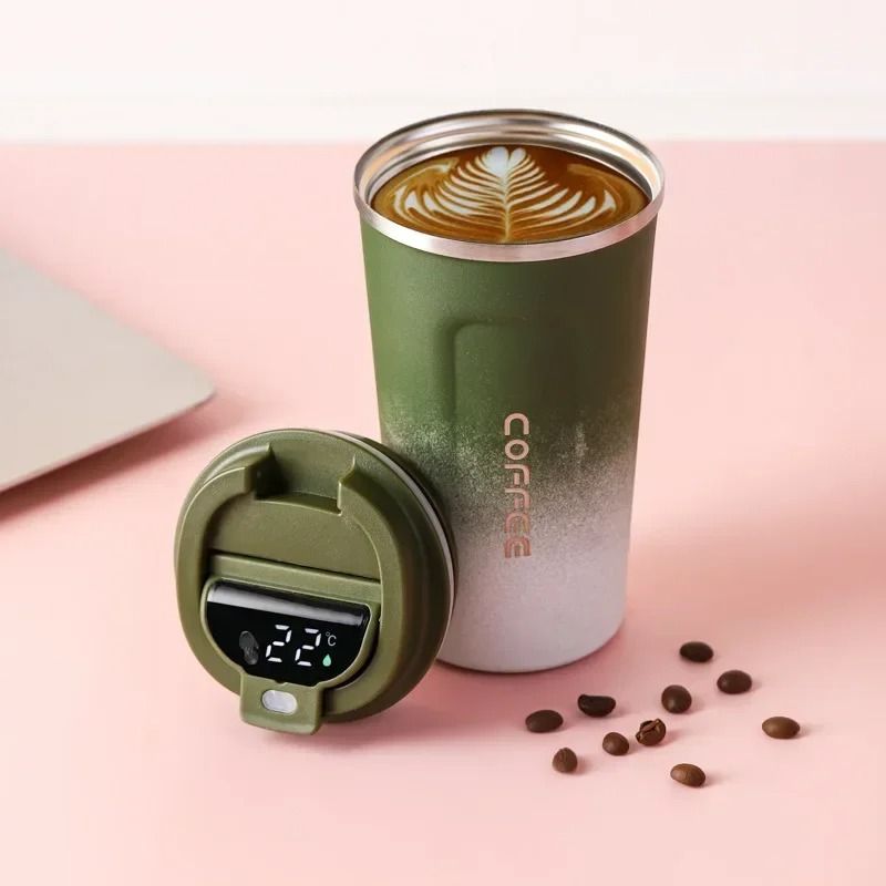 Stainless Steel Thermos Coffee Mug Temperature Display Vacuum Insulated Tumbler 15