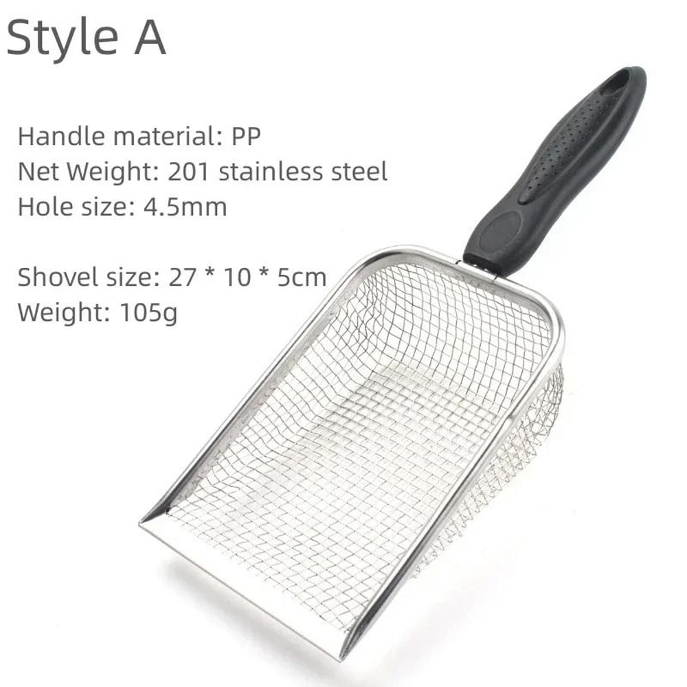 Stainless Steel Cat Litter Scoop Long Handle Metal Waste Shovel 6