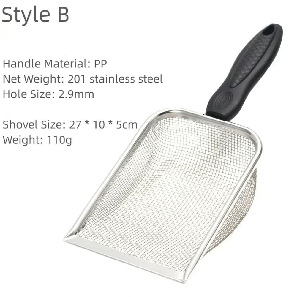 Stainless Steel Cat Litter Scoop Long Handle Metal Waste Shovel 7