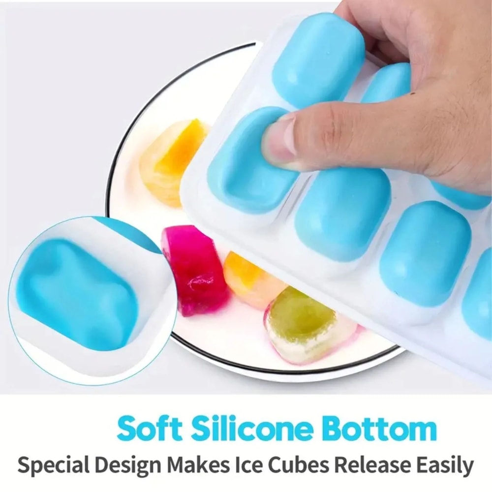 Silicone Ice Cube Tray With Lid 14 Grid Ice Mold For Freezer 3