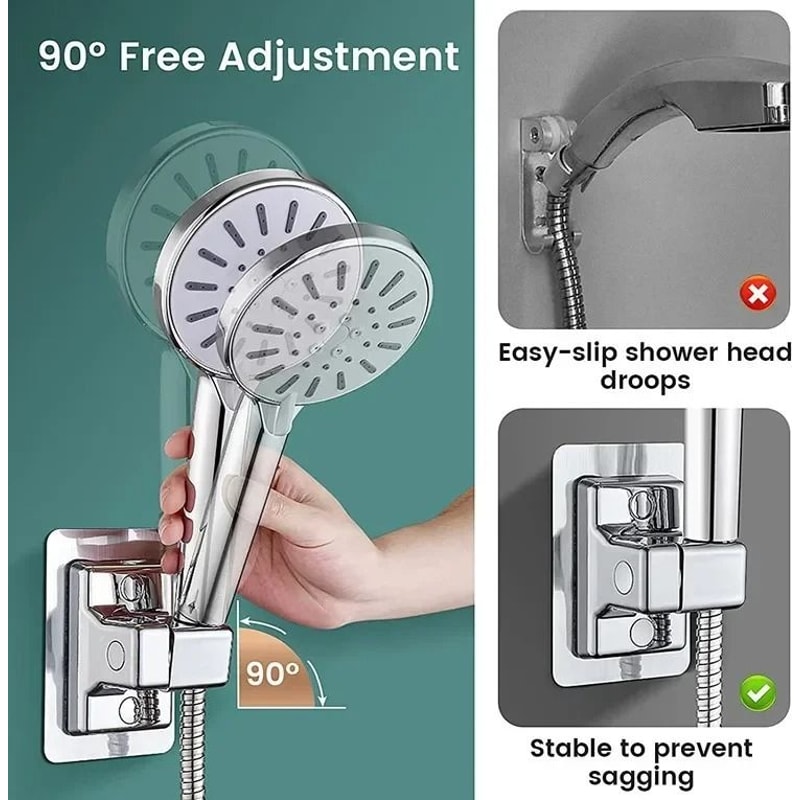 Adjustable Shower Head Holder Wall Mounted Self Adhesive Bracket 2